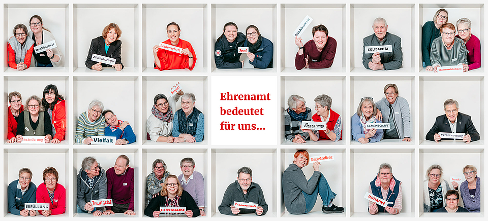 Internationaler Tag des Ehrenamts - Ehrenamt ist mehr als nur ein Wort Ehrenamt bedeutet für uns: Die ehrenamtlich Aktiven des DRK Harburg-Land zeigen in einem Wort, was ihr Engagement für sie persönlich ausmacht.
