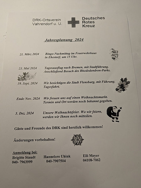 DRK Ortsverein Vahrendorf Jahresplan